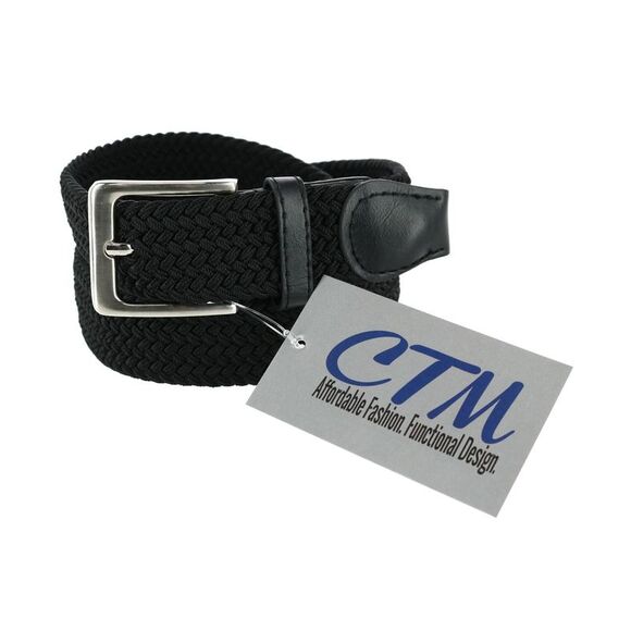 CTM Men's Big & Tall Elastic Braided Stretch Belt with Silver Buckle - Picture 2 of 3